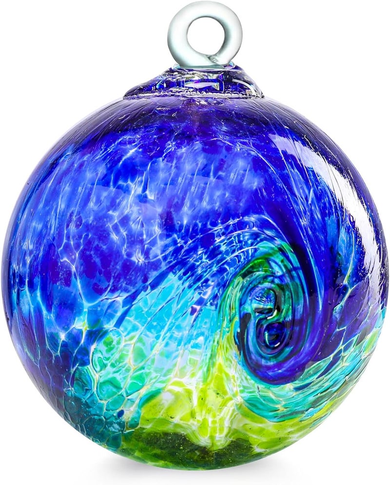 VCUTEKA Hanging Garden Gazing Ball, Hand-Blown Glass Witch Ball for Outdoor Garden Décor, 6" Colorful Swirl - Image 1